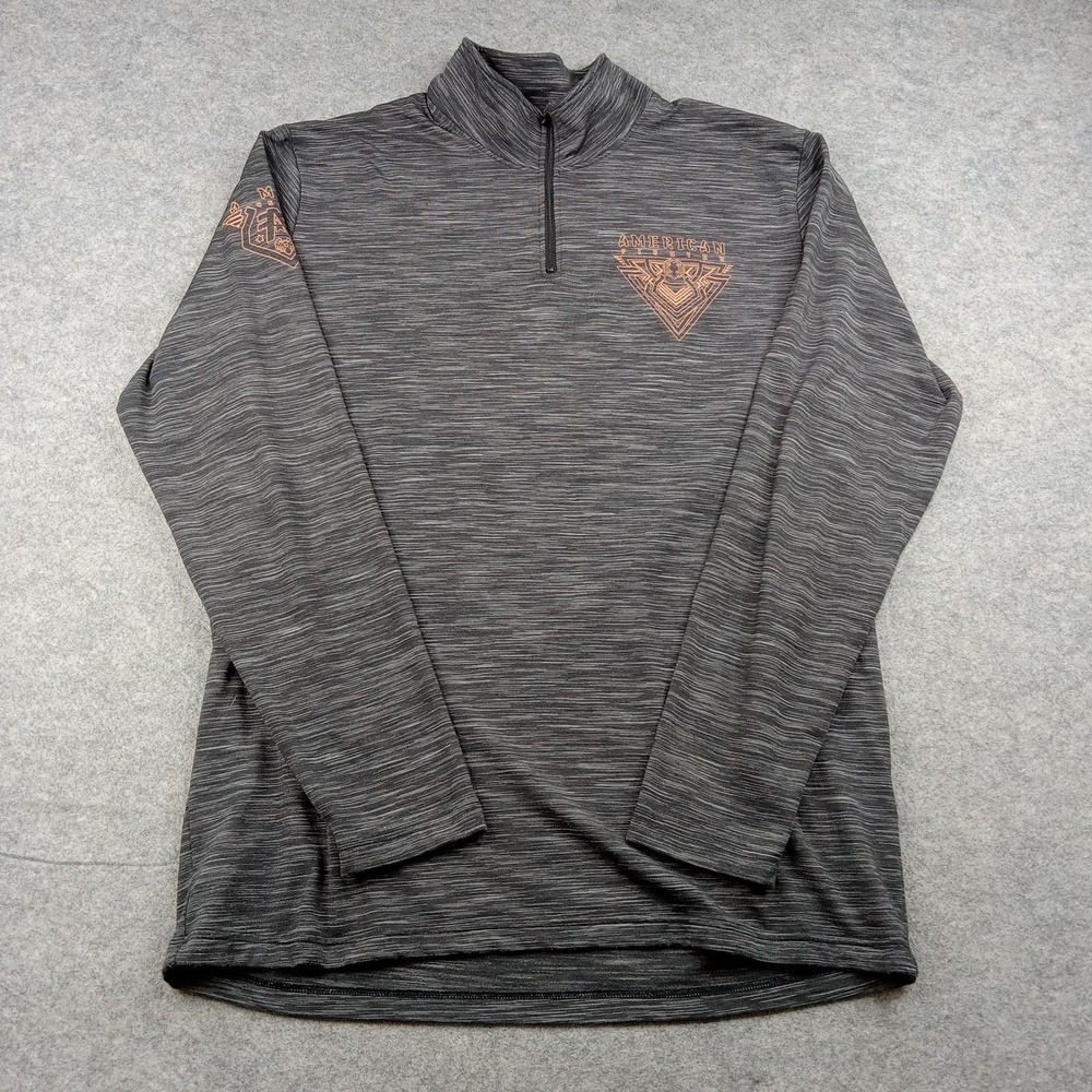 American Fighter Pullover Mens 2XL Gray 1/4 Zip Long Sleeve Graphic Athletic Top